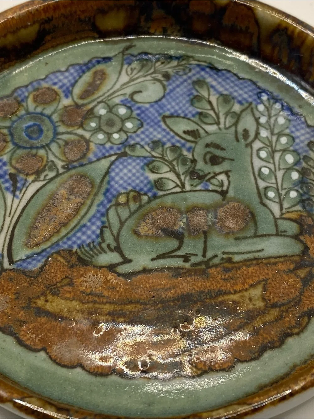 Decorative Ceramic Accent Dish in Green and Brown